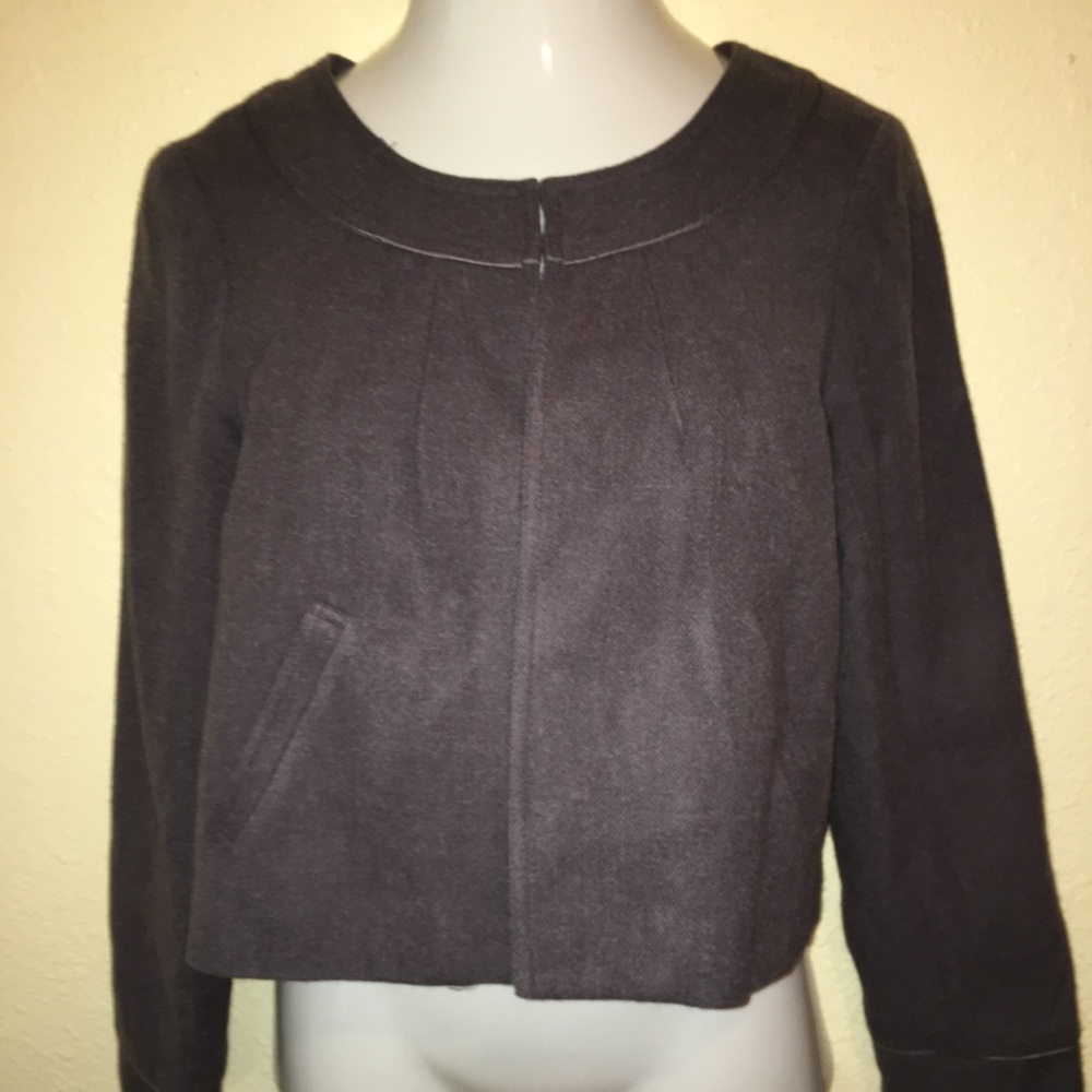 REQ Cropped Grey Open Front Jacket Women’s Size M